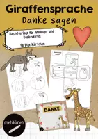 Vorschau - Mal- und Bastelvorlagen - Giraffensprache | Bastelvorlagen | Danke sagen - Deckblatt