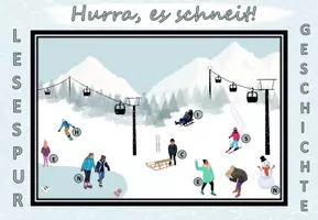 Vorschau - Arbeitsblätter - Lesespurgeschichte "Hurra, es schneit!" Leseanfänger Level 1 DaZ / Deutsch - Seite 1