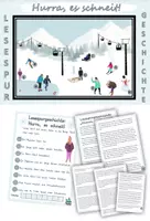 Vorschau - Arbeitsblätter - Lesespurgeschichte "Hurra, es schneit!" Leseanfänger Level 1 DaZ / Deutsch - Deckblatt