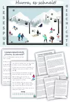 Vorschau - Arbeitsblätter - Lesespurgeschichte "Hurra, es schneit!" Leseanfänger Level 2 DaZ / Deutsch - Deckblatt