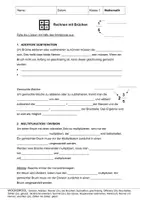 Vorschau - Stundenentwürfe - Brüche - Begriffe, Umwandlung, Rechnen mit Brüchen - Deckblatt