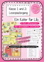 Vorschau - Arbeitsblätter - 2. Klasse: Lesespaziergang Haustiere - Ein Kater für Lilo in Grundschrift UND Druckschrift UND AW Straight - Deckblatt