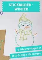 Vorschau - Mal- und Bastelvorlagen - Stickbilder Winter - Vorlagen zum Sticken für Kinder - Deckblatt