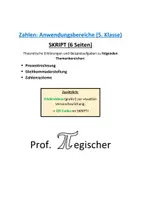 Vorschau - Unterrichtsreihen - SKRIPT: Zahlen - Anwendungsbereiche (mit Lösungen & PowerPoint) - Deckblatt