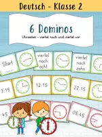 Vorschau - Spiele - Dominos - Uhrzeiten Nr. 2 - viertel nach / viertel vor - Deckblatt