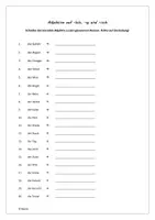 Vorschau - Arbeitsblätter - Adjektive auf -ig, -lich und -isch (mit Lösung) - Deckblatt
