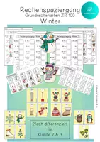 Vorschau - Arbeitsblätter - Rechenspaziergang WINTER Grundrechenarten Zahlenraum 100 - 2 Differenzierungen - Klasse 2 - Deckblatt