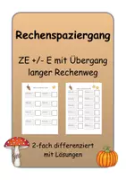 Vorschau - Stundenentwürfe - Rechenspaziergang ZE +/- E mit Übergang - langer Rechenweg - Deckblatt