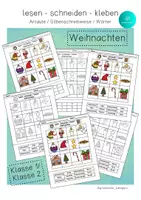 Vorschau - Arbeitsblätter - lesen schneiden kleben WEIHNACHTEN Lesegitter - Deckblatt