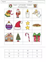 Vorschau - Arbeitsblätter - lesen schneiden kleben WEIHNACHTEN Lesegitter - Seite 1