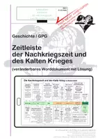 Vorschau - Arbeitsblätter - Zeitleiste der Nachkriegszeit und des Kalten Krieges mit Lösung - Deckblatt