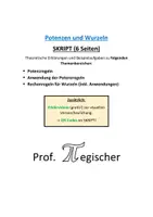 Vorschau - Unterrichtsreihen - SKRIPT: Potenzen und Wurzeln (mit Lösungen & PowerPoint) - Deckblatt