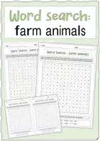 Vorschau - Arbeitsblätter - Word Search- farm animals - Deckblatt