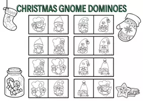 Vista previa - Juegos / Gamificación - Christmas Gnome Dominoes Colouring Game - página 1