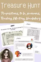 Vorschau - Arbeitsblätter - Pirates: Treasure Hunt (prepositions, to be, pronouns, have got, Vocabulary, Reading, Writing) - Deckblatt