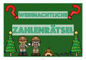Vorschau - Stationenlernen - Weihnachtliches Zahlenrätsel Gleichungen gemischt mit 4 Variablen - Deckblatt
