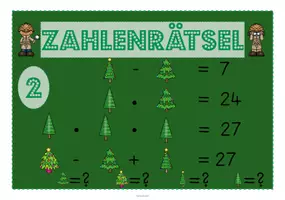 Vorschau - Stationenlernen - Weihnachtliches Zahlenrätsel Gleichungen gemischt mit 4 Variablen - Seite 3