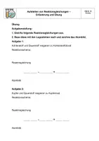 Vorschau - Arbeitsblätter - Reaktionsgleichungen aufstellen. Erarbeitung von Regeln + Übungsaufgaben. - Seite 1