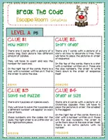 Vista previa - Hojas de trabajo - Christmas Escape Room Break the Code LEVEL A - página 1