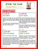 Vista previa - Hojas de trabajo - Christmas Escape Room Break the Code LEVEL D - página 1