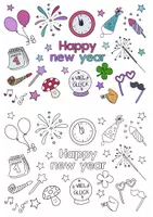 Vorschau - Mal- und Bastelvorlagen - Happy new year Ausmalbild - Deckblatt
