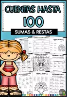 Vista previa - Hojas de trabajo - Cuentas hasta 100 - sumas & restas - 36 fichas - Portada