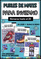 Vista previa - Juegos / Gamificación - Puzles de mates para invierno - números hasta el 10 & 20 - matemáticas de primaria - Portada