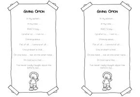 Aperçu - Feuilles d'exercices - Bookmark Giving opinion - Page 1