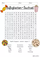 Vorschau - Arbeitsblätter - Süßigkeiten Suchsel Buchstabengitter gesunde Ernährung (12 Varianten) - Deckblatt