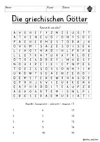 Vorschau - Arbeitsblätter - Griechische Götter Suchsel Buchstabengitter Antike differenziert - Seite 1