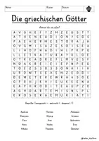 Vorschau - Arbeitsblätter - Griechische Götter Suchsel Buchstabengitter Antike differenziert - Seite 2