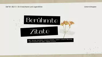 Vorschau - Stundenentwürfe - Unterrichtsplan Zitate Deutschunterricht DaF DaZ - Deckblatt