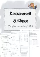 Vorschau - Arbeitsblätter - Mathearbeit Klasse 3 - Deckblatt