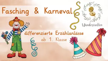Vorschau - Präsentationen/Tafelbilder - Diff. Erzählanlässe - Fasching & Karneval - Deckblatt