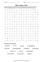 Vorschau - Arbeitsblätter - Suchsel/Kreuzworträtsel/Buchstabensalat: Mein neues Jahr und Silvester - Seite 1