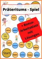 Vorschau - Arbeitsblätter - Präteritums-Spiel + Bonus-Arbeitsblatt mit Lösung - Deckblatt
