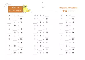 Vorschau - Arbeitsblätter - Mathe mit KATZE MATZE: Multiplizieren mit Platzhaltern - Seite 3