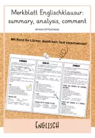 Vorschau - Merkblätter - Merkblatt Englischklausur summary analysis comment - Deckblatt