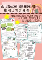 Vorschau - Arbeitsblätter - Kommasetzung Zeichensetzung Unterrichtsmaterial Deutsch Klasse 5–7 Stationsarbeit Arbeitsblätter Übungen Wochenplan mit Lösungen - Deckblatt