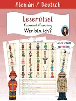 Vista previa - Hojas de trabajo - Wer bin ich? - Leserätsel - Karneval / Fasching - Portada