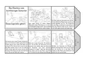 Vista previa - Unidades / Secuencias / Situaciones de Aprendizaje - Alemán Leporello Gleichnis vom barmherzigen Samariter Religion Grundschule Neues Testament Bibel Jesus - página 1