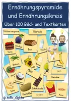 Vista previa - Unidades / Secuencias / Situaciones de Aprendizaje - Alemán Ernährungspyramide /-kreis Tafelmaterial mit über 70 Bildkarten und Poster gesunde Ernährung Lebensmittel - Portada