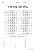 Vista previa - Juegos / Gamificación - Alemán Jona und der Wal Suchsel Version 2 Altes Testament (Buchstabengitter) Religion Grundschule Bibel - página 3