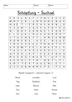 Vista previa - Juegos / Gamificación - Alemán Schöpfung Suchsel Buchstabengitter Version 2 Schöpfungsgeschichte Religion Grundschule Bibel - página 1