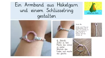 Vorschau - Mal- und Bastelvorlagen - Ein Armband aus Häkelgarn und einem Schlüsselring gestalten - Deckblatt