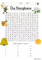 Vista previa - Juegos / Gamificación - Alemán Die Honigbiene Suchsel Buchstabengitter 4 Versionen Biene Sachunterricht Deutsch - página 1