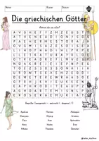 Vista previa - Juegos / Gamificación - Alemán Griechische Götter Suchsel Buchstabengitter Antike differenziert - Portada