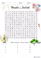 Vista previa - Juegos / Gamificación - Alemán Neujahr Suchsel Buchstabengitter (6 Versionen) - página 2