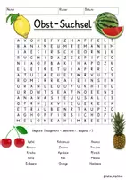 Vista previa - Juegos / Gamificación - Alemán Obst Suchsel Buchstabengitter gesunde Ernährung (12 Varianten) - página 1