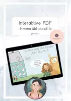 Vorschau - Stationenlernen - Emma übt durch 5 - gemischte Aufgaben - interaktive PDF - 1 mal 1 - Deckblatt